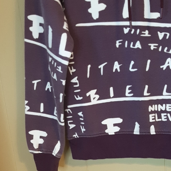 Fila Women's XL Hoodie Lavender Purple with White Graphics Fleece Lined - Picture 5 of 11